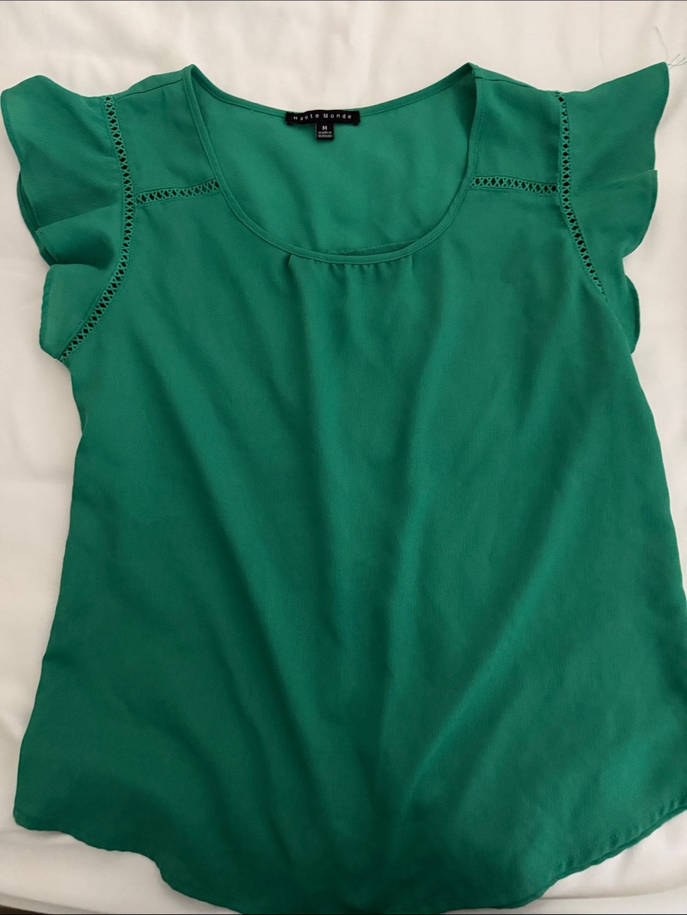 Kensie Emerald Green Flutter Sleeve Blouse